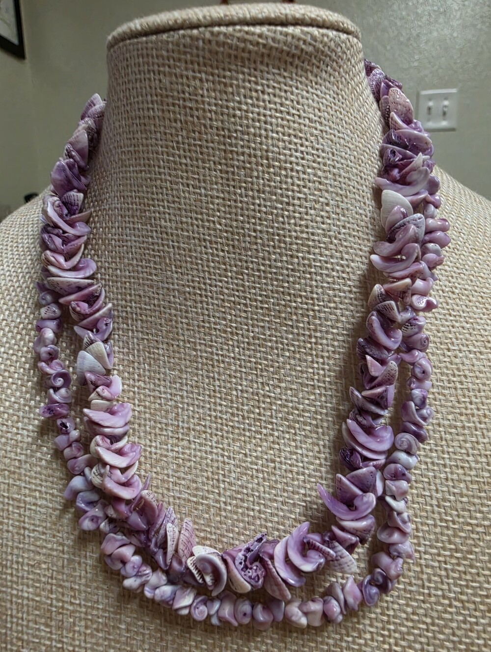 Vintage 2 Pc. Purple Sliced Shell Strand Spiral Sea Snail Necklaces